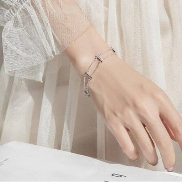 *NEW 925 Sterling Silver Diamond Bar Bracelet - Picture 3 of 10